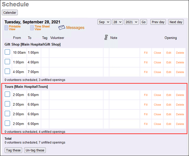 Volgistics scheduling