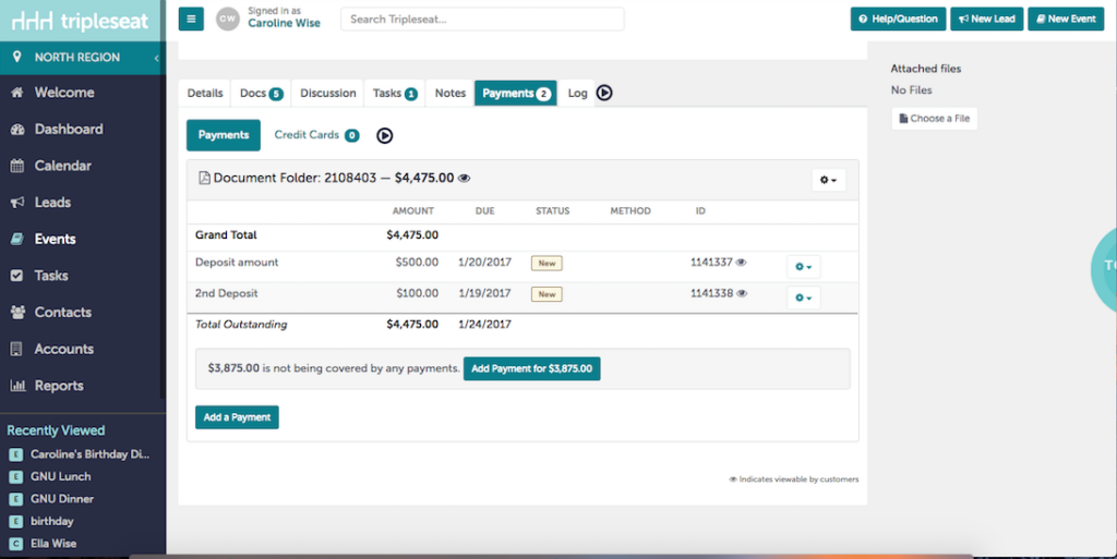 Tripleseat Software Payments