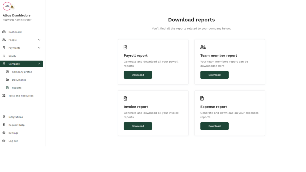 Oyster payroll reports