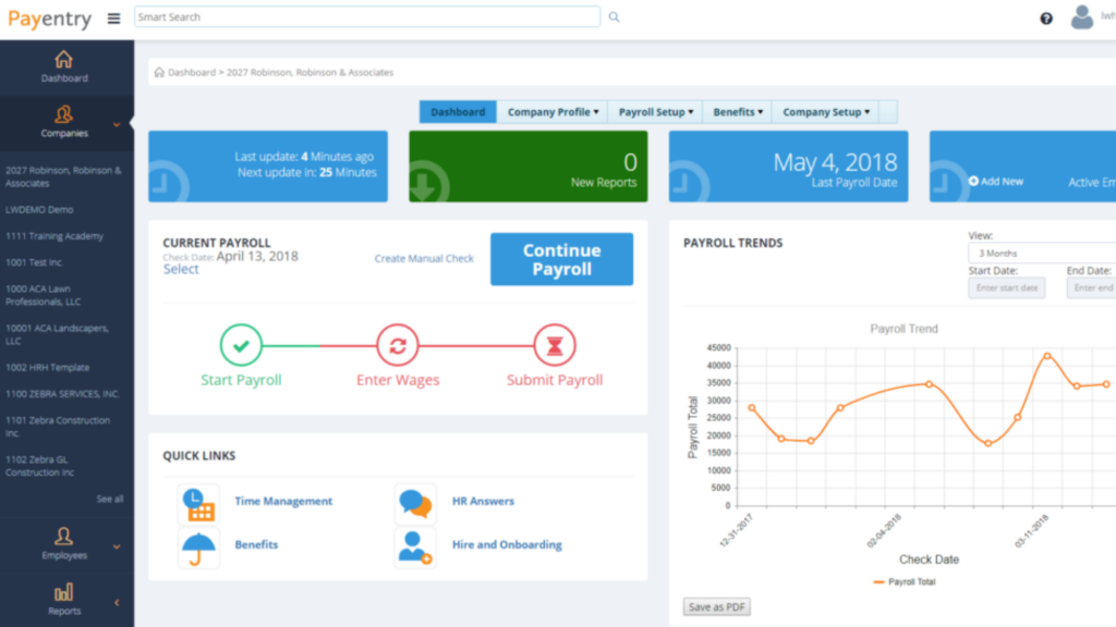 Payentry dashboard