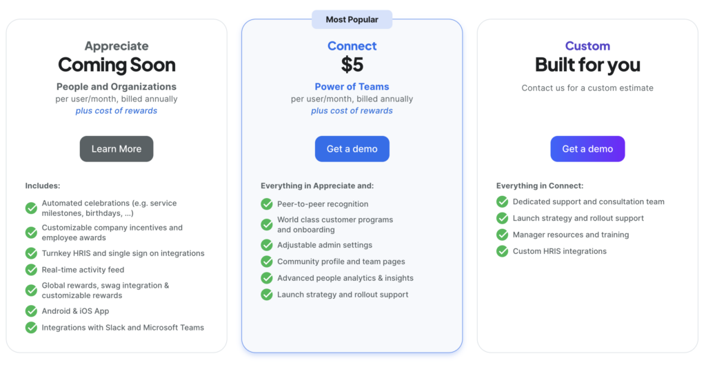 Bonusly pricing plans 