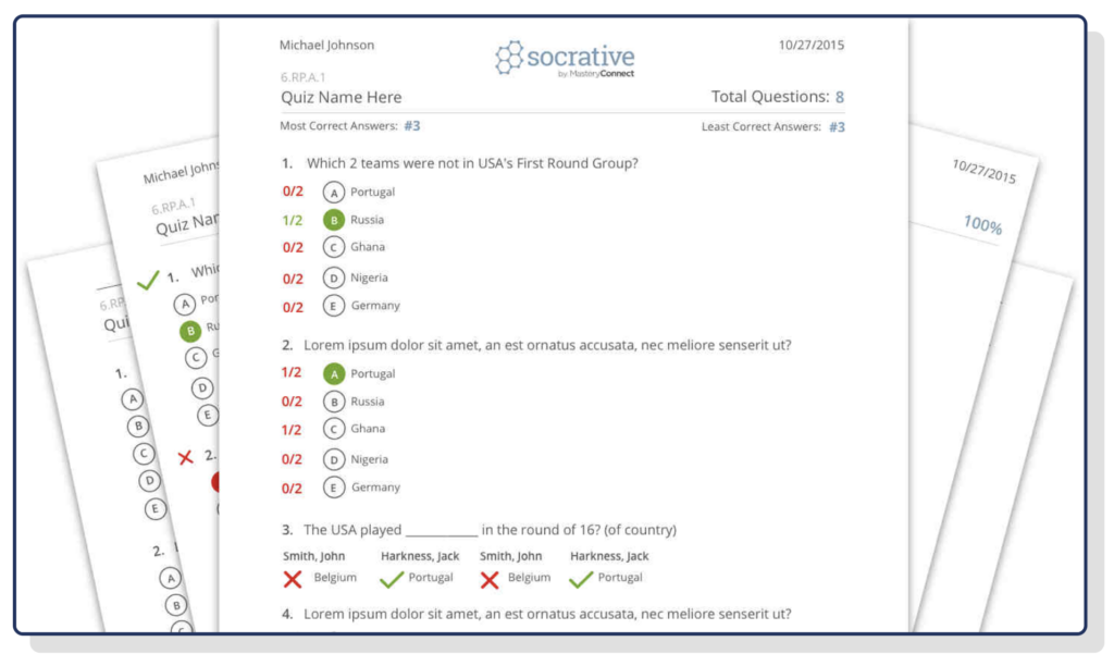 Socrative report