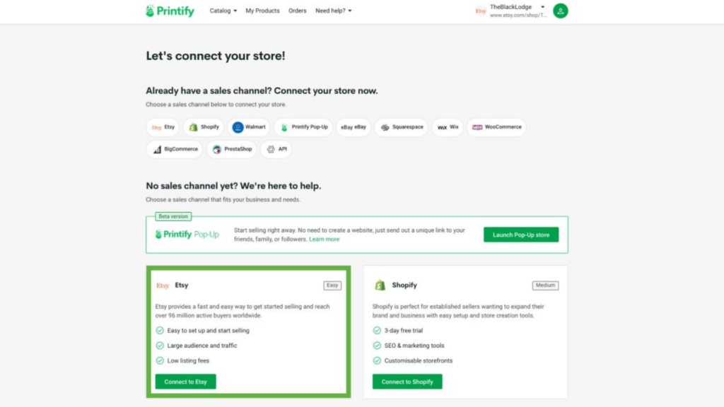  Printify connect to Etsy