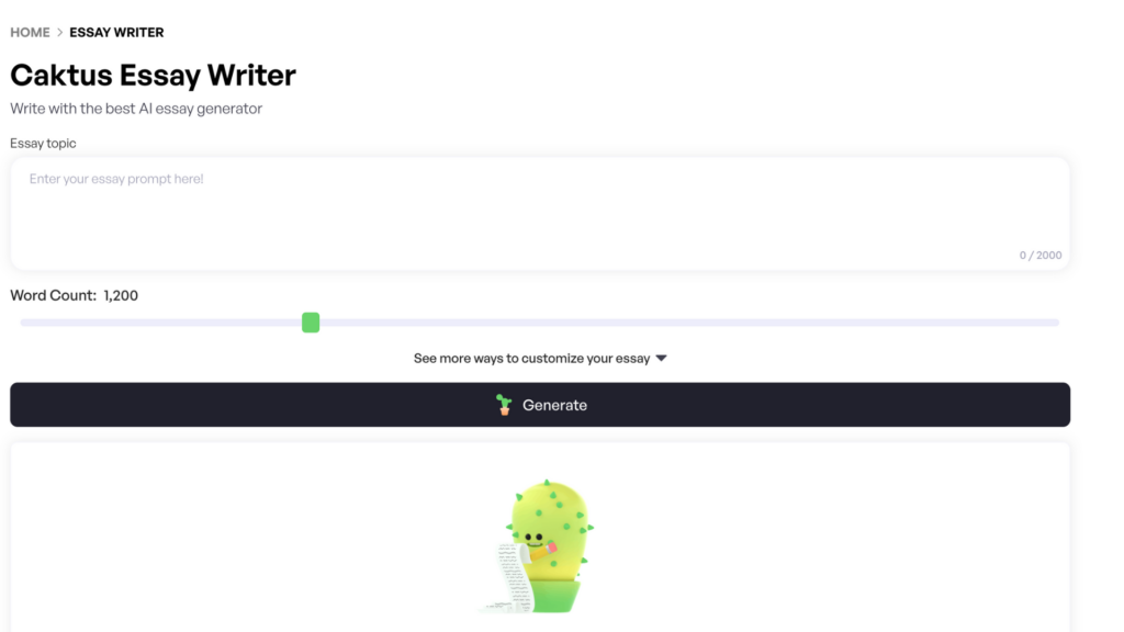 Caktus AI essay writer