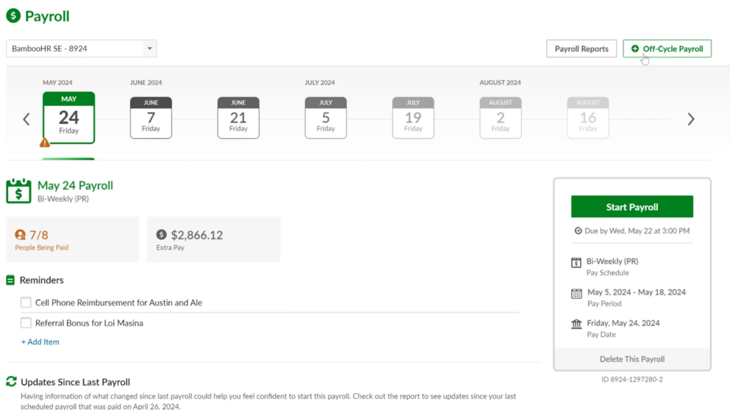 BambooHR Payroll screenshot