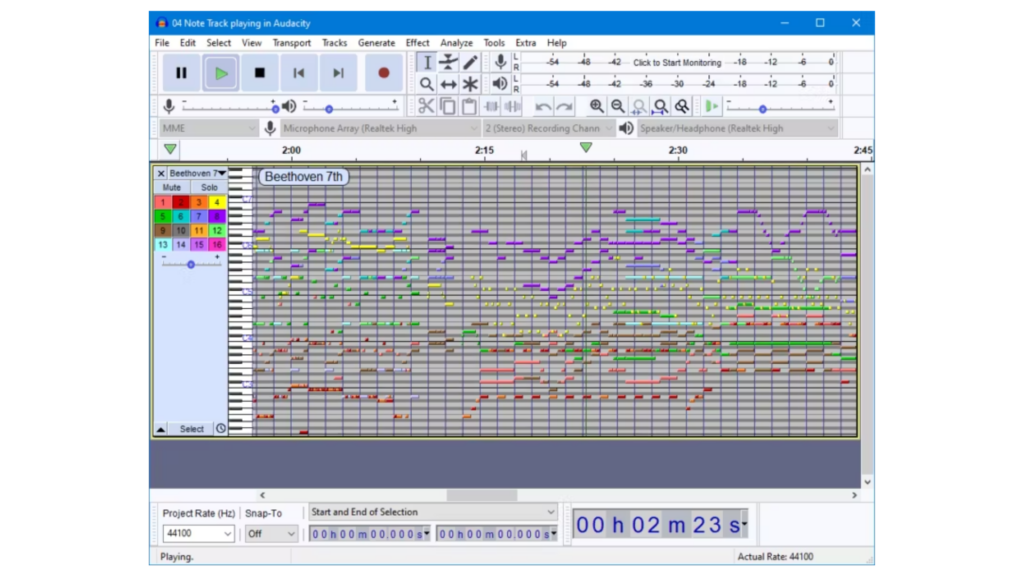 Audacity interface