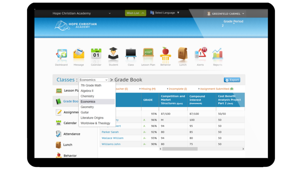 MySchoolWorx Grade Book 