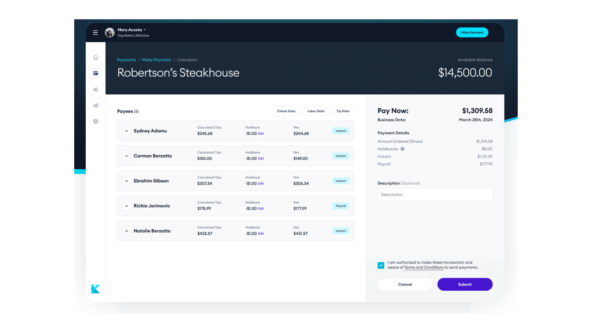 Kickfin instant tip payouts