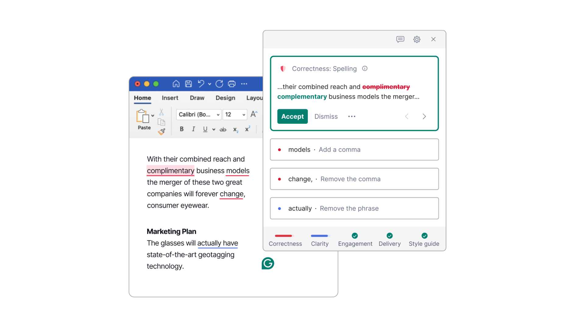 Grammarly writing features