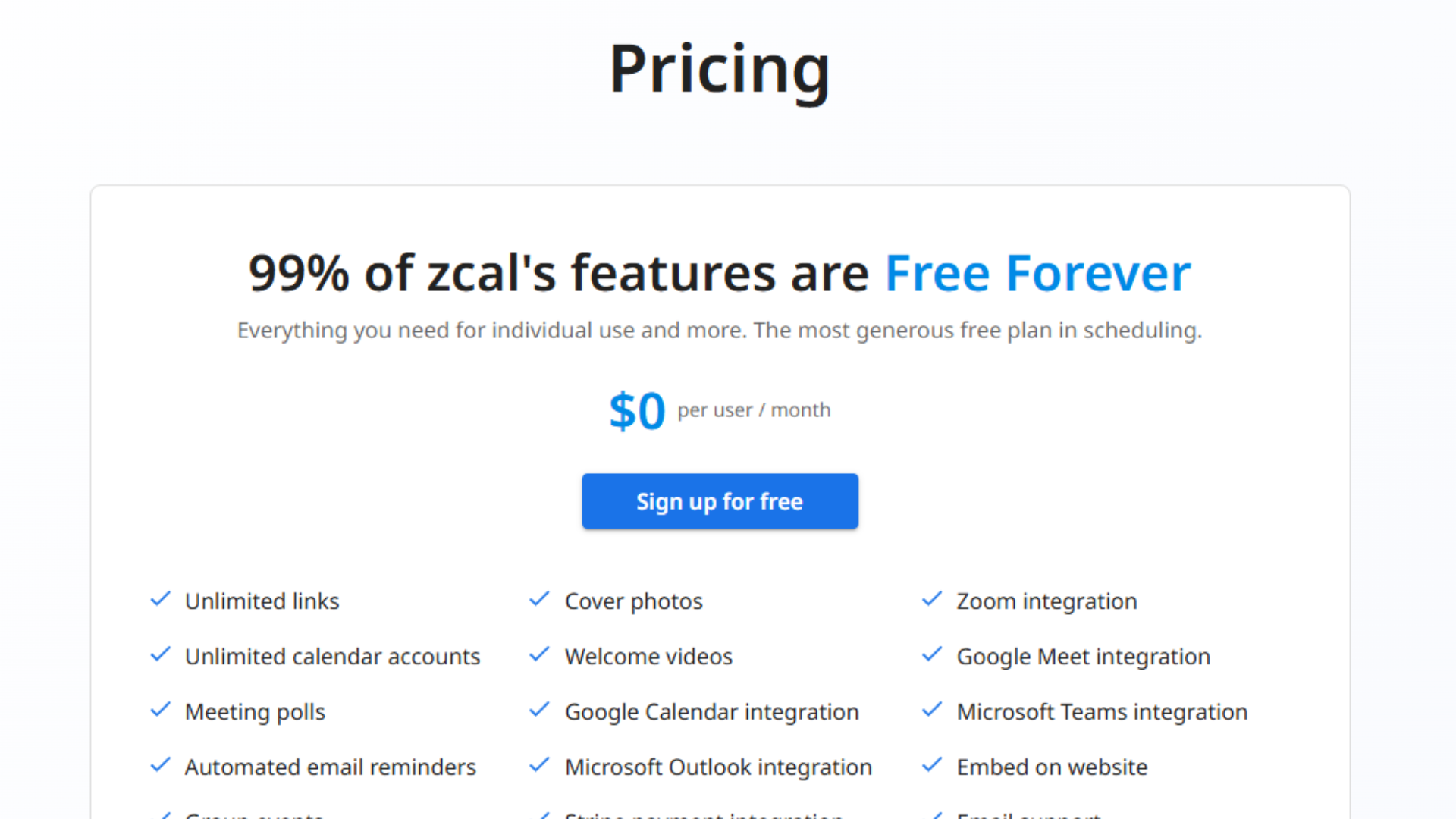 Zcal Pricing Planning