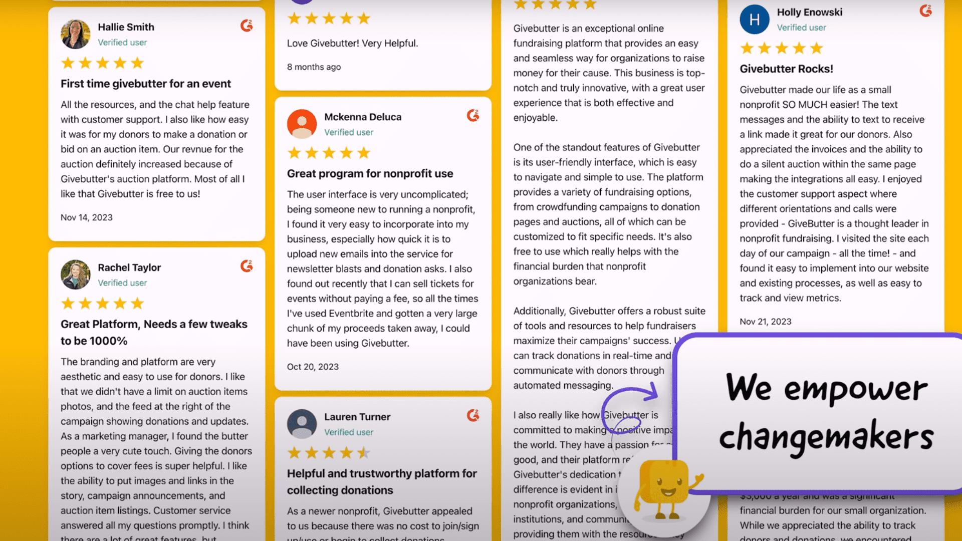 User Reviews In Givebutter