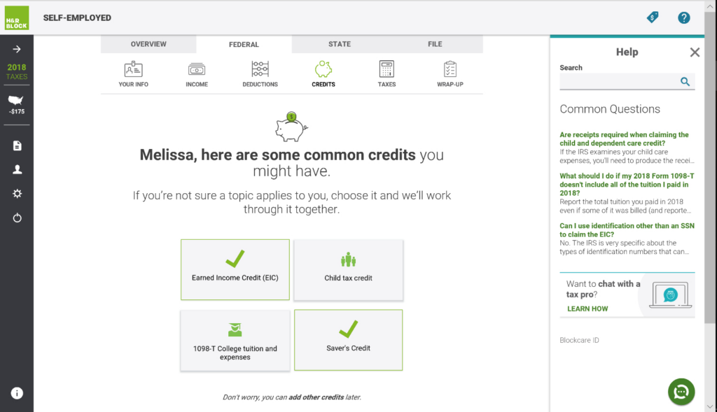 H&R Block  - tax filing software