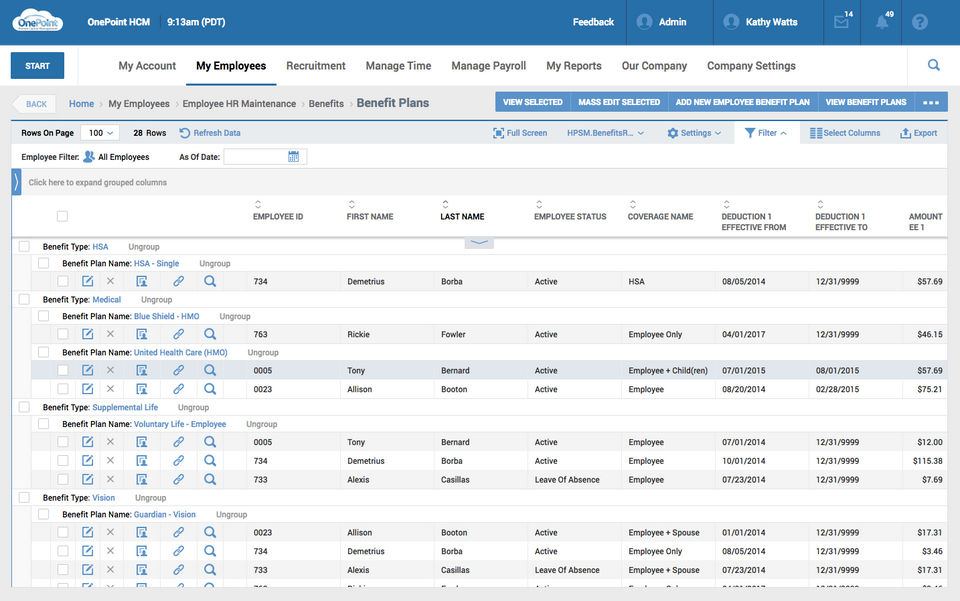 onepoint hcm - aca reporting software