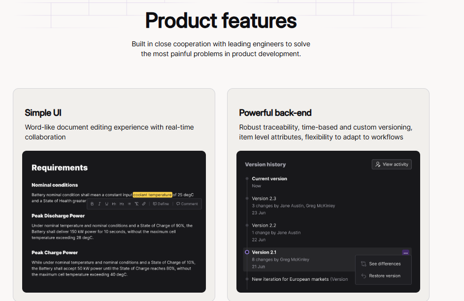 Trace space product development and features