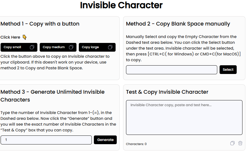 Invisible Characters