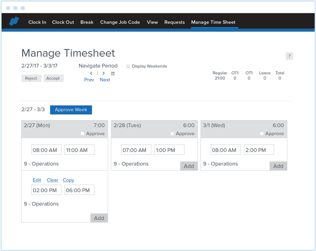 Namely Timesheet - Absence Management software