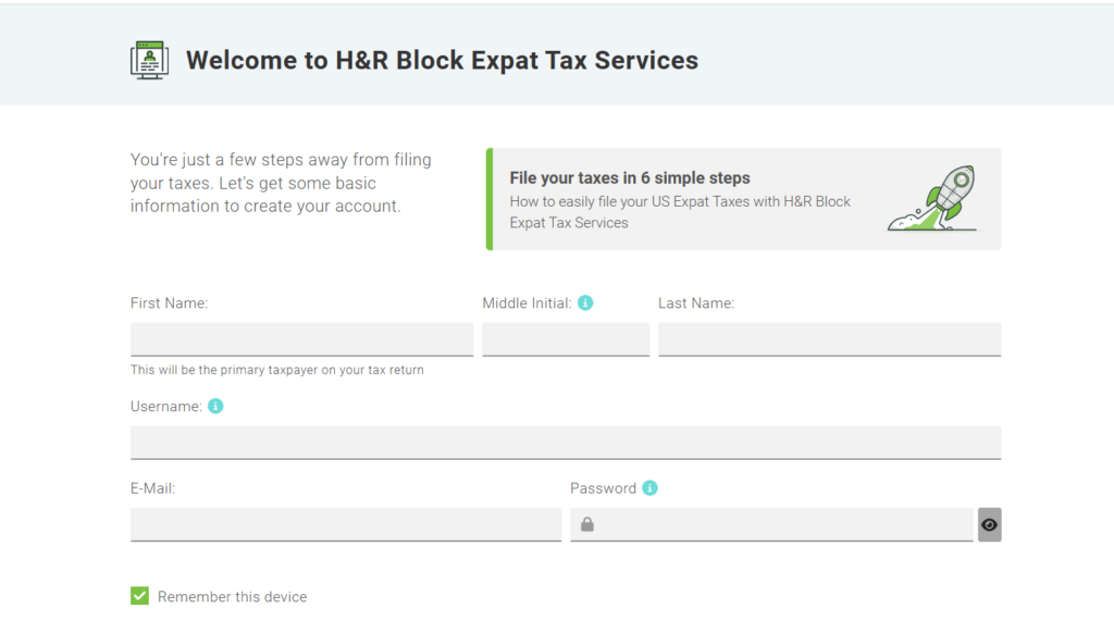 H&R Block Expat tax service - tax software